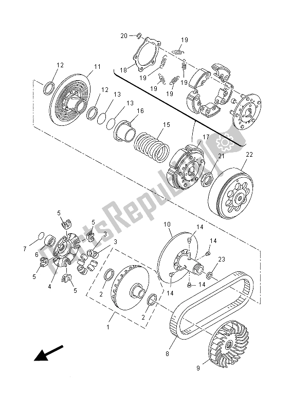 Toutes les pièces pour le Embrayage du Yamaha YP 400 RA 2014