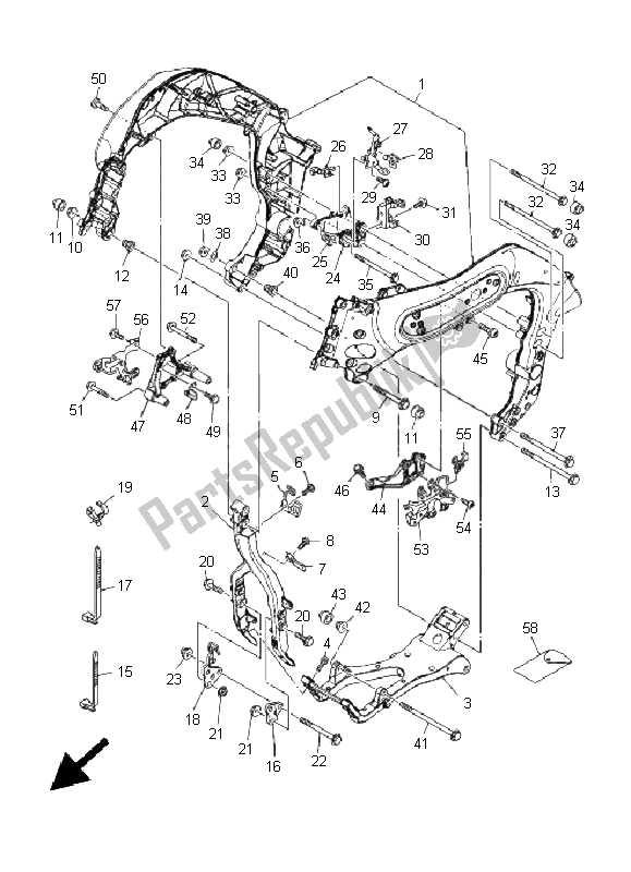 Tutte le parti per il Telaio del Yamaha MT 01 1670 2005