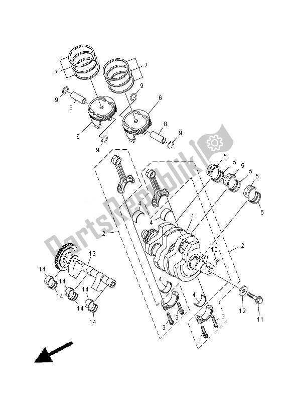 Toutes les pièces pour le Vilebrequin Et Piston du Yamaha MT 07 700 2014