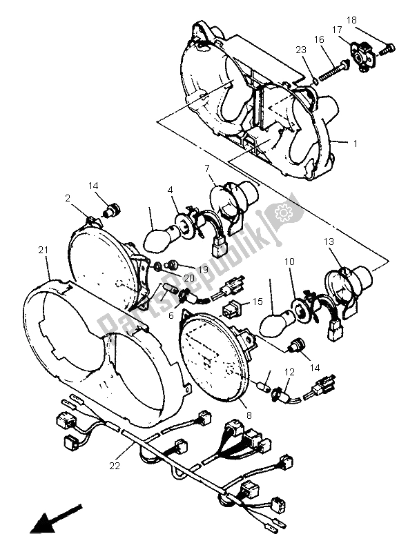 All parts for the Alternate Headlight (it) of the Yamaha XTZ 660 Tenere 1996