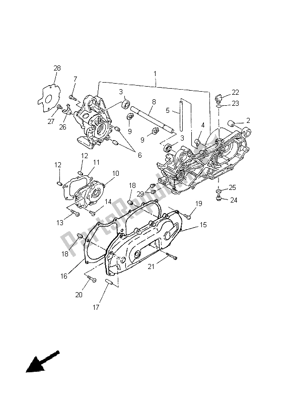 All parts for the Crankcase of the Yamaha CS 50Z 2015