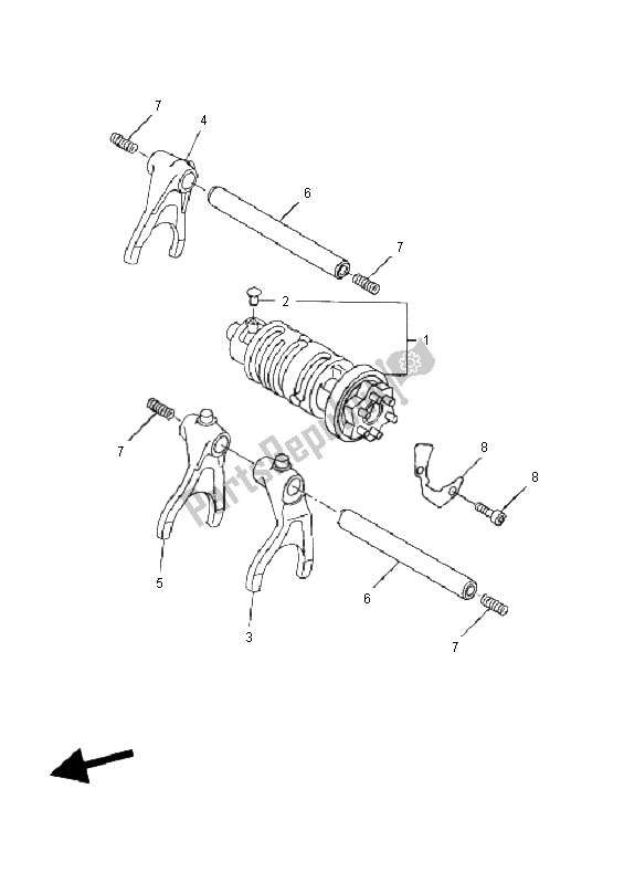 All parts for the Shift Cam & Fork of the Yamaha FZ6 SHG Fazer 600 2008