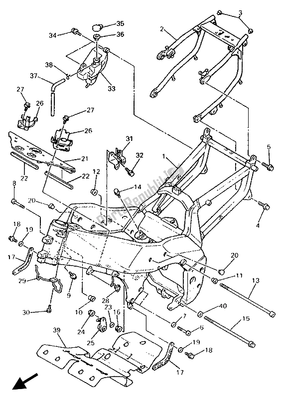 Alle onderdelen voor de Kader van de Yamaha YZF 750R 1993