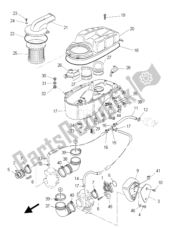 Todas as partes de Ingestão do Yamaha BT 1100 2003