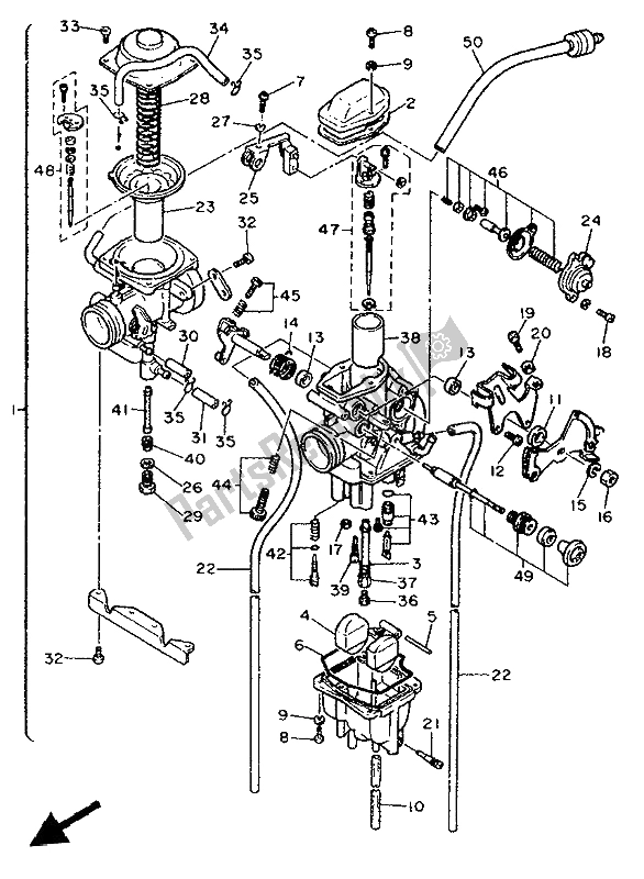 Toutes les pièces pour le Carburateur du Yamaha XT 600E 1992