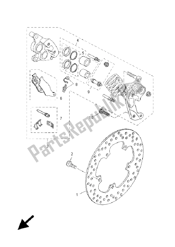 All parts for the Front Brake Caliper of the Yamaha YP 125R X MAX 2006