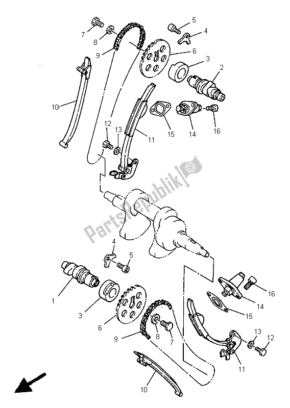 All parts for the Camshaft & Chain of the Yamaha XV 125 S 1999