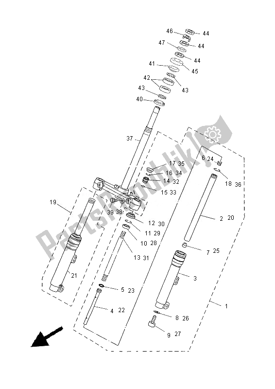 All parts for the Front Fork of the Yamaha YN 50 EM 2013