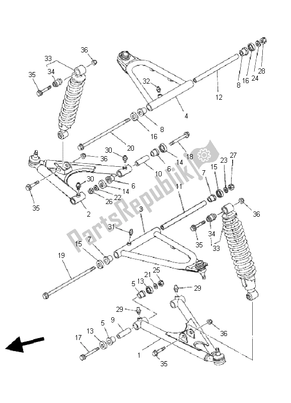 Wszystkie części do Przednie Zawieszenie I Ko? O Yamaha YFZ 350 Banshee 2008