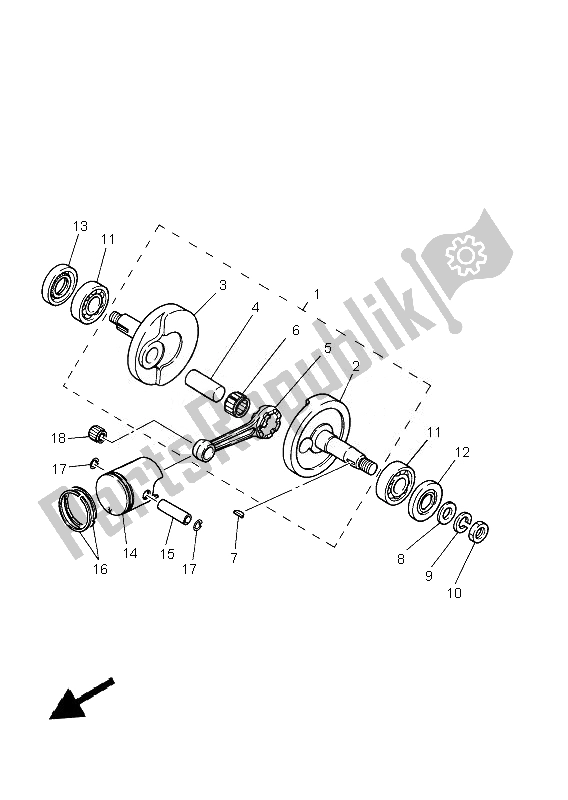 All parts for the Crankshaft & Piston of the Yamaha PW 50 2013