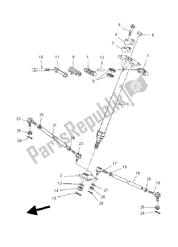 All parts for the Steering of the Yamaha YFM 600F Grizzly 4X4 2000