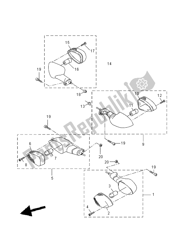 All parts for the Flasher Light of the Yamaha YZF R 125 2008