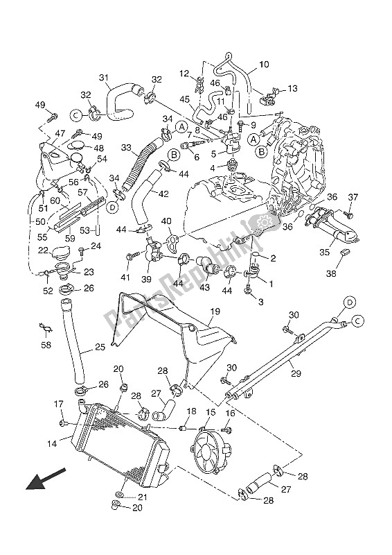 All parts for the Radiator & Hose of the Yamaha YP 400 RA 2016