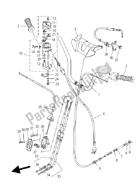 All parts for the Steering Handle & Cable of the Yamaha YFM 125 Grizzly 2006