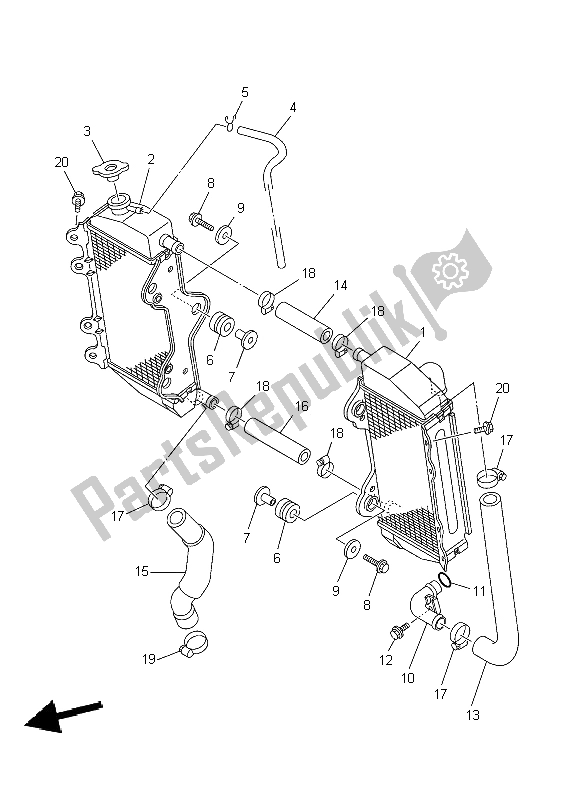 Todas las partes para Radiador Y Manguera de Yamaha YZ 250F 2004