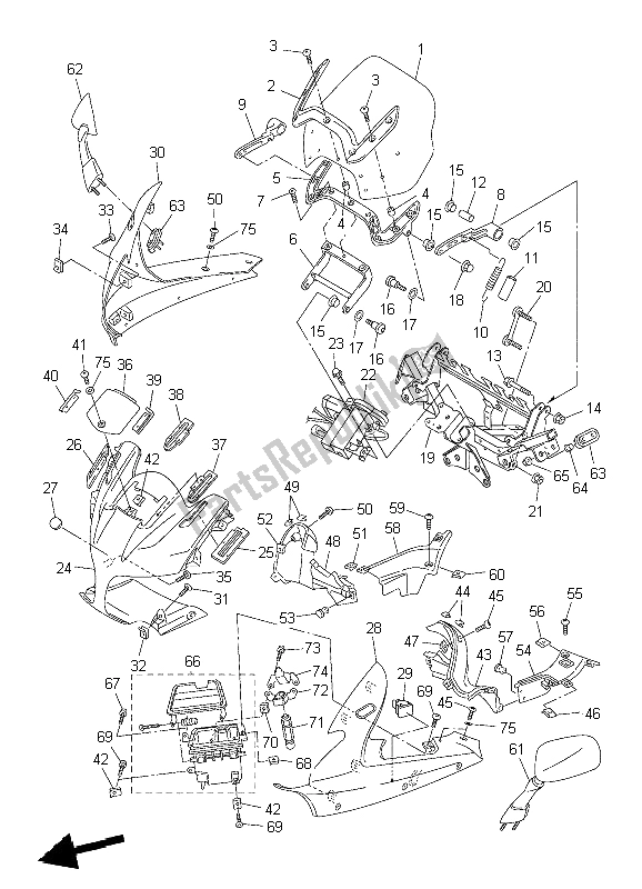 Tutte le parti per il Cowling 1 del Yamaha FJR 1300 2004