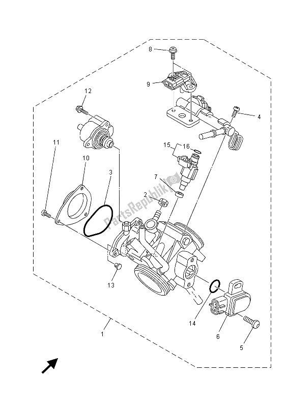 Wszystkie części do Zespó? Korpusu Przepustnicy 1 Yamaha YXR 700 Fspd Rhino 2013