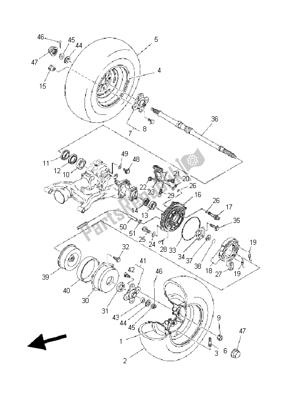 Tutte le parti per il Ruota Posteriore del Yamaha YFM 350 FA Bruin 4X4 2004