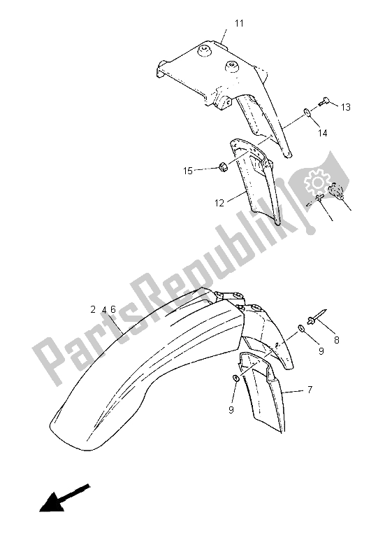 All parts for the Alternate Fender (den, Nor, Swe) of the Yamaha XT 600E 1996