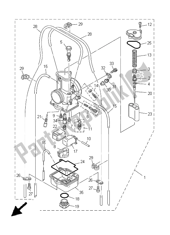 Toutes les pièces pour le Carburateur du Yamaha YZ 125 2005