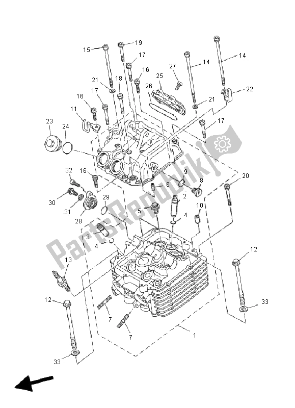 Toutes les pièces pour le Culasse du Yamaha YFM 660R 2005