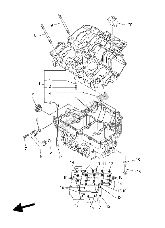 Tutte le parti per il Carter del Yamaha FZ1 SA Fazer 1000 2010