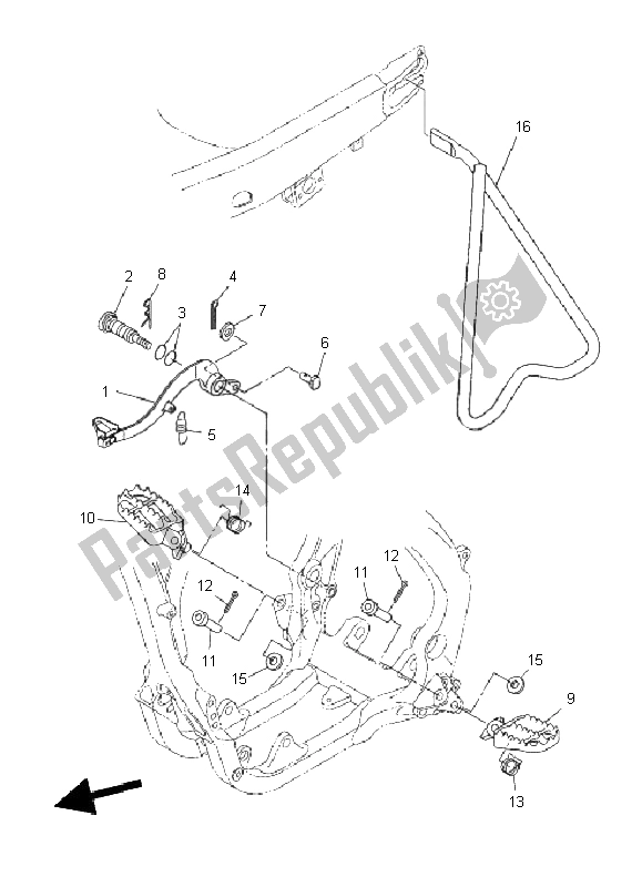 All parts for the Stand & Footrest of the Yamaha YZ 250F 2011