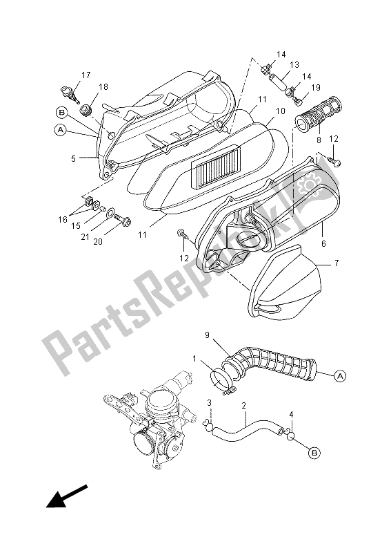 Todas as partes de Ingestão do Yamaha VP 250 X City 2012