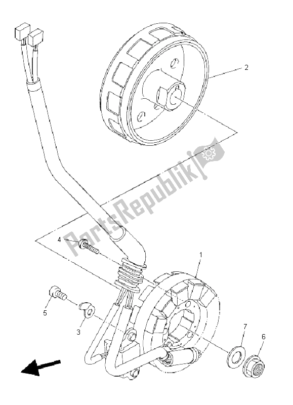 All parts for the Generator of the Yamaha YZ 450F 2011