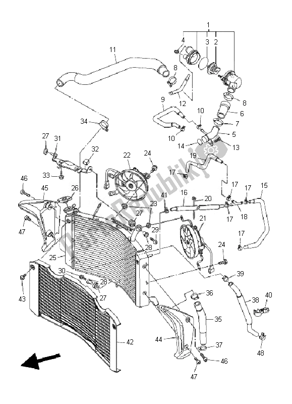 All parts for the Radiator & Hose of the Yamaha FZ1 S Fazer 1000 2010