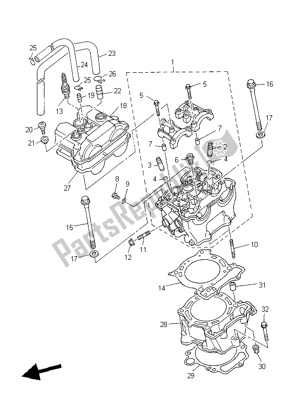 Todas las partes para Cilindro de Yamaha WR 450F 2004