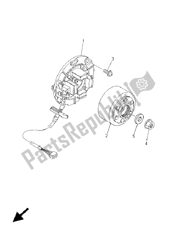 All parts for the Generator of the Yamaha YZ 250 2001