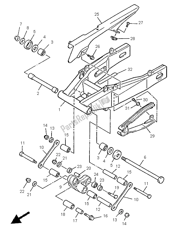 Toutes les pièces pour le Bras Arrière du Yamaha YZF 600R Thundercat 1997