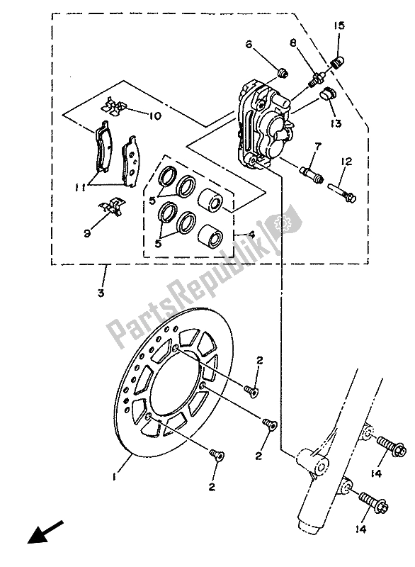 Toutes les pièces pour le étrier De Frein Avant du Yamaha YZ 80 LC LW 1994