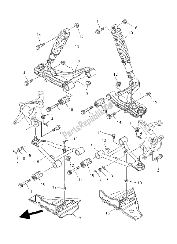 Wszystkie części do Przednie Zawieszenie I Ko? O Yamaha YFM 400 FW Kodiak Manual 2001