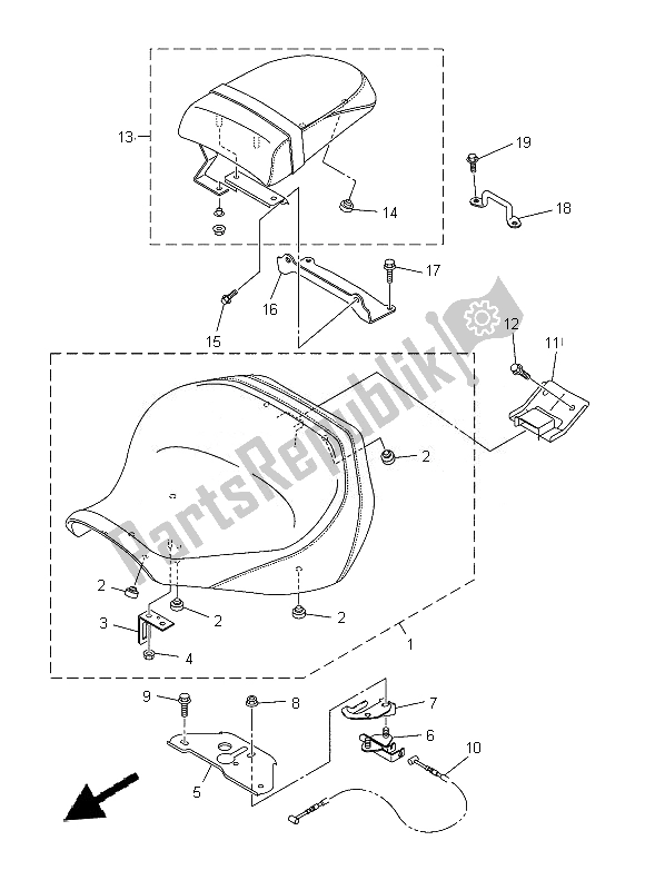 Todas as partes de Assento do Yamaha XVS 1300A 2014