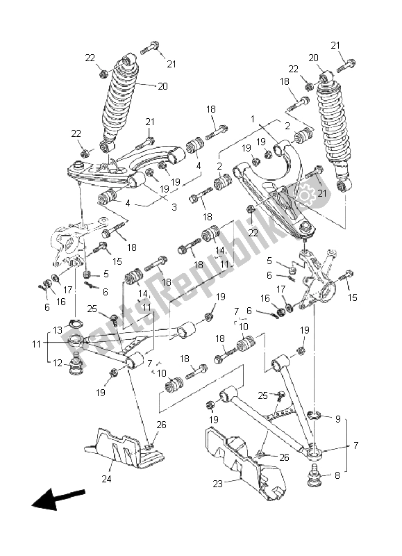 Tutte le parti per il Sospensione Anteriore E Ruota del Yamaha YFM 660 FA Grizzly 2005