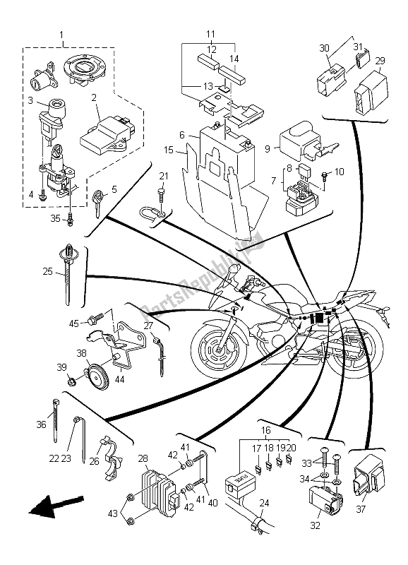 All parts for the Electrical 2 of the Yamaha XJ6 SA Diversion 600 2009