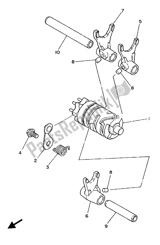 All parts for the Shift Cam & Fork of the Yamaha YZ 80 1987