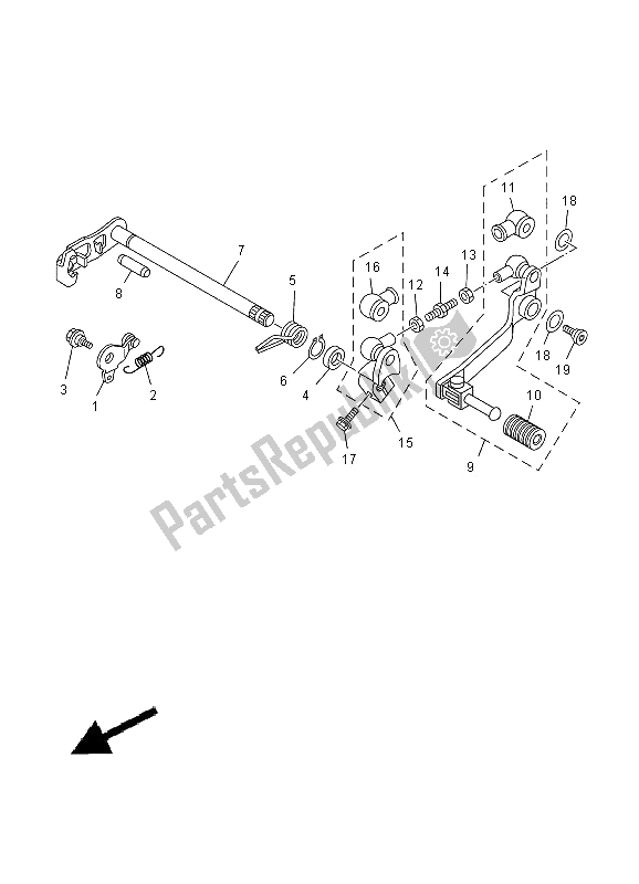 All parts for the Shift Shaft of the Yamaha TT R 125 SW 2000