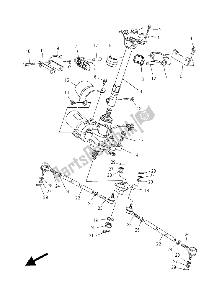 Tutte le parti per il Timone del Yamaha YFM 700 Fwad Grizzly EPS 2015