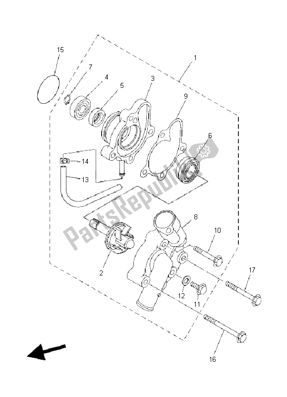 All parts for the Water Pump of the Yamaha YFM 450 FA Kodiak 4X4 2004