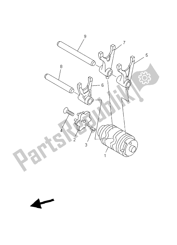 All parts for the Shift Cam & Fork of the Yamaha TT R 125 SW LW 2009