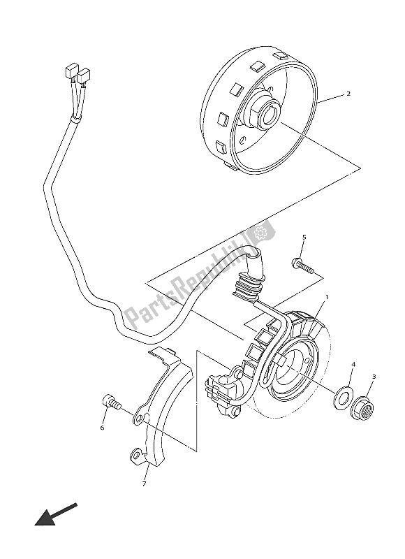 All parts for the Generator of the Yamaha WR 250F 2016