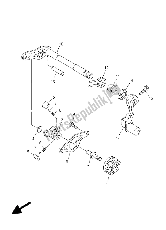 All parts for the Shift Shaft of the Yamaha YZ 250F 2014