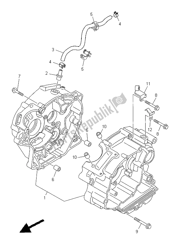 All parts for the Crankcase of the Yamaha TT R 125 SW LW 2012