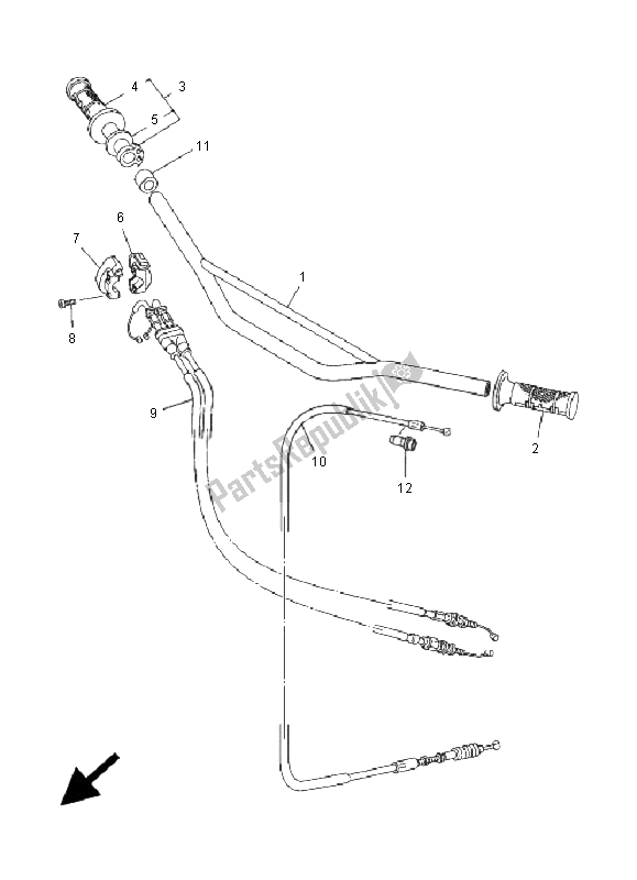 All parts for the Steering Handle & Cable of the Yamaha WR 250F 2001