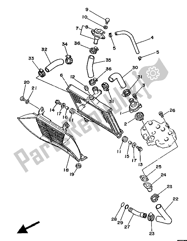 Todas las partes para Radiador Y Manguera de Yamaha RD 350 LCF 1988