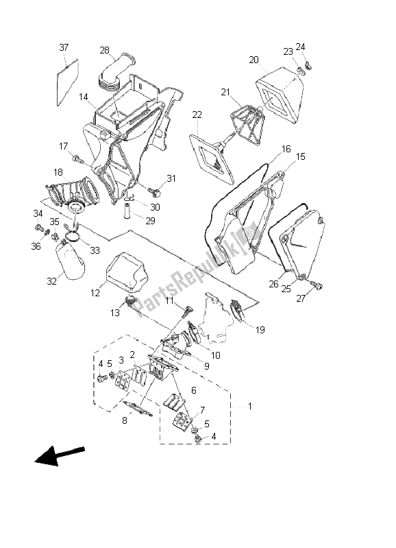 All parts for the Intake of the Yamaha DT 125X 2006