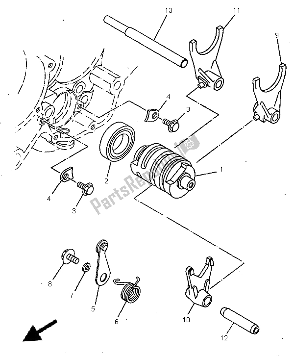 All parts for the Shift Cam & Fork of the Yamaha YZ 125 1998